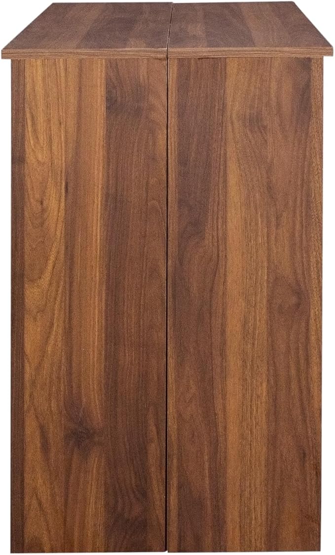 118" Extendable Island Table, Rustic Dining Table with Easy Clean, Mid Century Dining Table for Kitchen Dining Living Room, Walnut