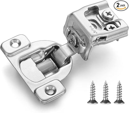 (2 Pack) 1-1/4 Inch Overlay Soft Close Cabinet Hinges, Kitchen Concealed Hinges for Face Frame Door, European Hinges with Brushed Nickel