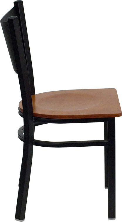 Flash Furniture 2 Pk. HERCULES Series Black Coffee Back Metal Restaurant Chair - Cherry Wood Seat