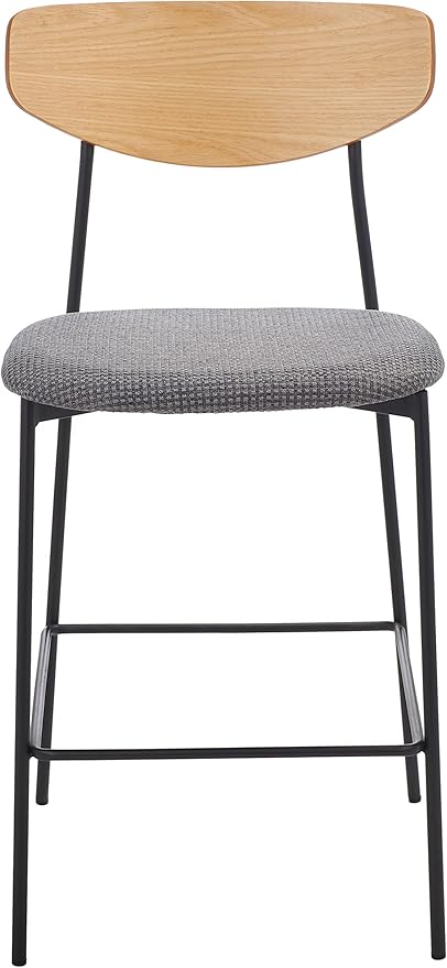 SAFAVIEH Home Collection Ryker Oak/Grey 26-inch Kitchen Island Breakfast Nook Counter Stool (Fully Assembled)