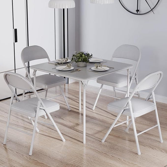 VECELO 34'' Folding Table with Soft Padded Tabletop, Portable Multifunctional for Indoor/Outdoor, Home, Parties, Picnics, and Games