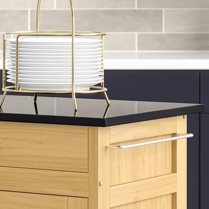 Create-a-Cart Natural 4 Door Cabinet Kitchen Cart with Black Granite Top by Home Styles