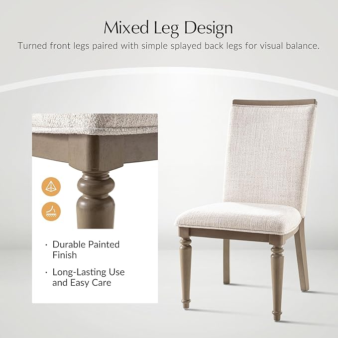 HULALA HOME Dining Chairs Set of 6 Upholstered Kitchen Dining Room Chairs with Rubber Wooden Leg, Linen Fabric, High-Back, Mid-Century Modern Parson Dinner Chair for Living Room Restaurant, Grey