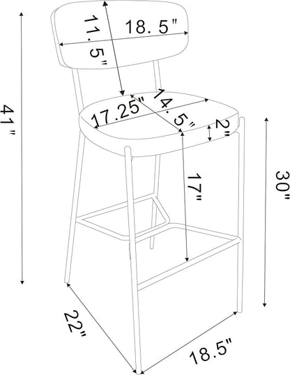 Coaster Home Furnishings - Elison - Set of 2 Pub Height Bar Stools with Foam Cushioned Seat and Geometric Detail Footrest - Mid-Century Modern - Dining Room - Light Brown & Dark Oak - 182657