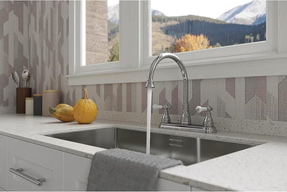 Pfister Sonterra 2-Handle Kitchen Sink Faucet with Side Sprayer High Arc Polished Chrome Finish 1.8 GPM Flow Rate 3 or 4 Hole Installation Ceramic Disc Valve F0364SNC