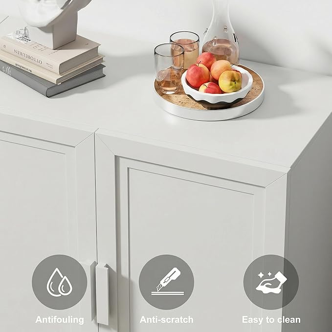 Casaphoria Adam Sideboard Buffet Cabinet with Storage, Sideboard Cabinet with Wooden Doors & Adjustable Shelves, 31" W x 36" H Coffee Bar for Entryway Kitchen Living Room, White