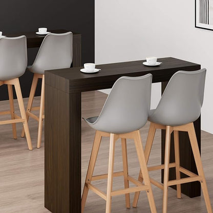 Mobili Fiver Evolution Tall Kitchen Bar Table Made in Italy | Space Saving, Counter Height Table for 2 | Modern Breakfast Bar Counter Top w/Cable Holder | Dark Walnut | 47,2 in x 15,7" in