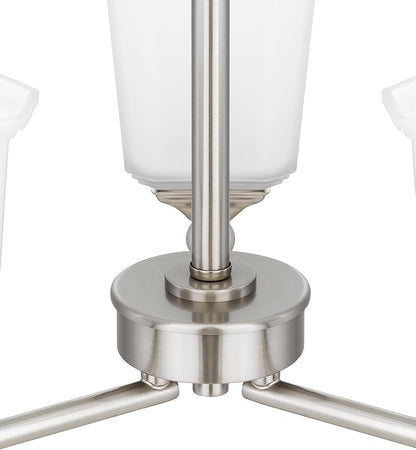 Tawson Nox 3-Light Chandelier Pendant Ceiling Light Brushed Nickle White Glass Shade Adjustable Height for Hallway, Entryway, Passway, Dining, Bedroom, Kitchen, Balcony Living Room