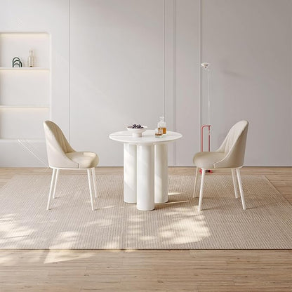 Guyii 29.92" Cream White Dining Table, Modern Round Kitchen Table, Small Indoor End Table for Kitchen, Bar, Living Room, Small Space, Easy Assembly, Table Only