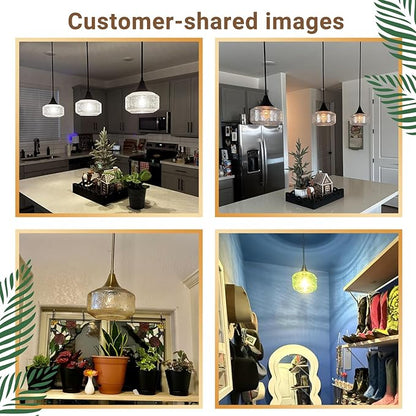 9'' Vintage Gold Pendant Light with Clear Glass, Adjustable Pendant Lighting for Kitchen Island Brushed Pendant Lights Convertible Ceiling Mount Or Hanging Fixture for Hallway Bathroom,Brown Bronze