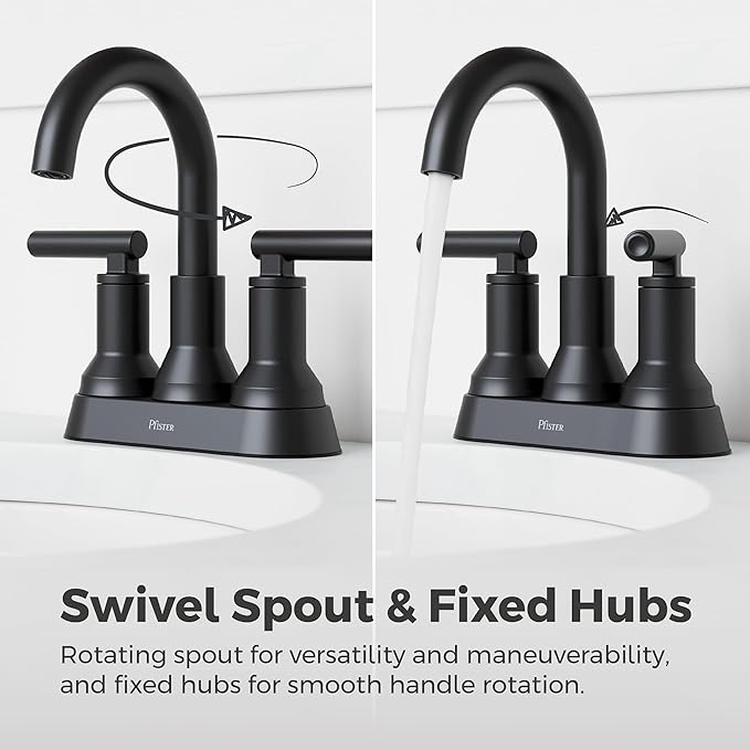 Pfister Capistrano Bathroom Sink Faucet, 4-Inch Centerset, 2-Handle, 3-Hole, NSF Certified, Spot Defense Matte Black Finish, LF048CSOSDB (Pack of 3)