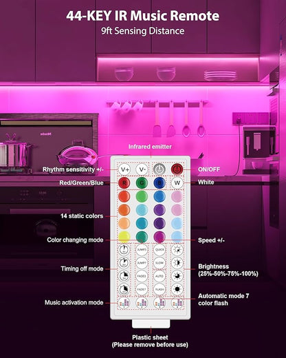 ASOKO 300 Lumens RGB Under Cabinet Lights - 6 Pack, 12-inch Linkable LED Strip Lights with Music Sync, APP & Remote Control for Ambient Room Decor