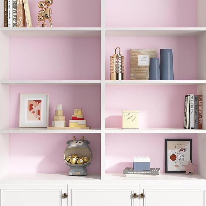 Decotalk Pink Wallpaper - Pink Peel and Stick Wallpaper for Bedroom Pinkish Wall Paper Vinyl Wrap 17.7x120 Inch Pinkish Contact Paper for Cabinets and Drawers Solid Color Vinyl Wrap Self Adhesive