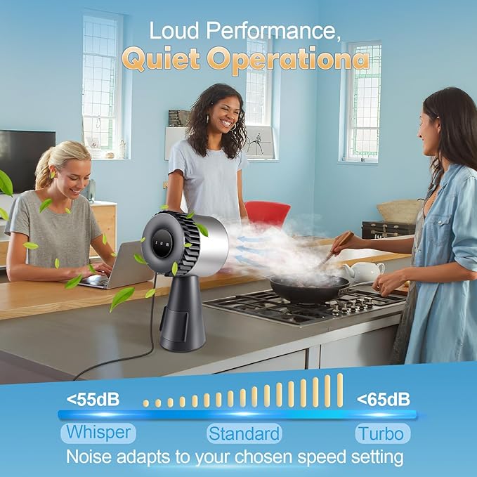 Portable Range Hood Kitchen, Ductless Exhaust Fan with 3-Speed, Large Oil Collection & Low Noise, Countertop Range Hood with Detachable Aluminum Filter for Apartments, Indoor BBQ and RV