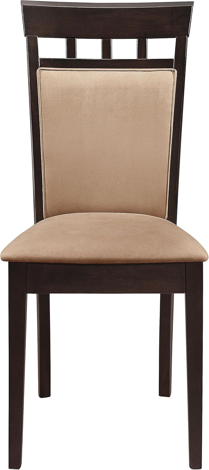 Coaster Home Furnishings - Gabriel - Wood & Fabric - Armless Dining Chairs with Geometric Wooden Back - Home Kitchen & Dining Room - Set of 2 - Cappuccino - 100773