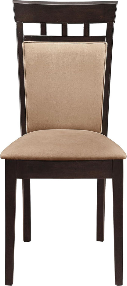 Coaster Home Furnishings - Gabriel - Wood & Fabric - Armless Dining Chairs with Geometric Wooden Back - Home Kitchen & Dining Room - Set of 2 - Cappuccino - 100773