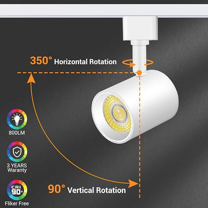 VANoopee 5-Color 6-Light LED Track Lighting Kit with 6.6FT H Type Track Lighting Rail, LED Track Light Heads Dimmable Modern Kitchen Track Lighting Fixtures Ceiling Spotlight, CRI90+ 10W 800lm White