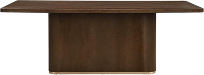 Christopher Knight Home Scout 84 Inch Dining Table for 6 People, Modern Kitchen Table with Pillar Legs, Wooden Rectangular Spacious Dinner Furniture for Dining Room, Home Office, Walnut