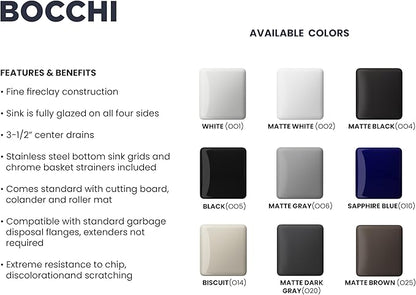 BOCCHI Contempo Workstation Apron Front Step Rim Fireclay 27 in. Single Bowl Kitchen Sink with Accessories in White