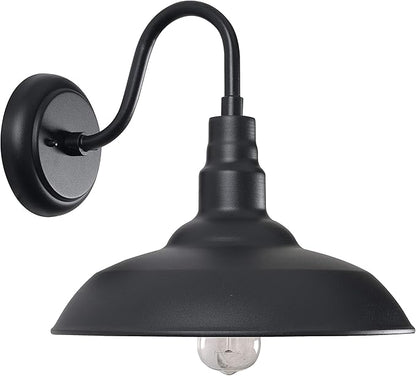 Kenroy Home 14'' Transitional 1-Light Outdoor Wall Sconce Wall Light, Wall Mounted Light with Black Metal Round Shade for Porch, Patio or Garage, Black