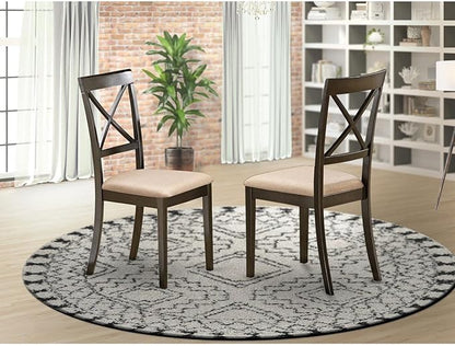 East West Furniture BOC-CAP-C Boston Kitchen Dining Chairs - Linen Fabric Upholstered Wooden Chairs, Set of 2, Cappuccino