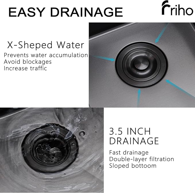 Friho Drop-in Black Bar Sink, 15"x 17" Inch Small Kitchen Sink, Stainless Steel Handmade Single Bowl Topmount RV Kitchen Sinks With Dish Grid & Basket Strainer