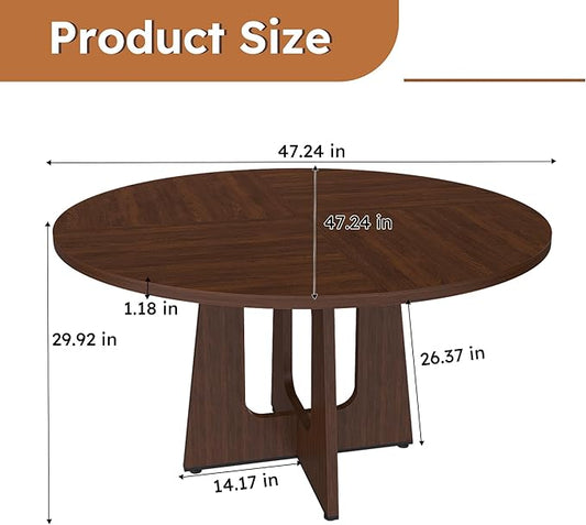 47" Farmhouse Dining Table, Kitchen Table with Stable Structure, Dinner Tables with Simple Assembly for Home Gatherings & Daily Dining, Walnut