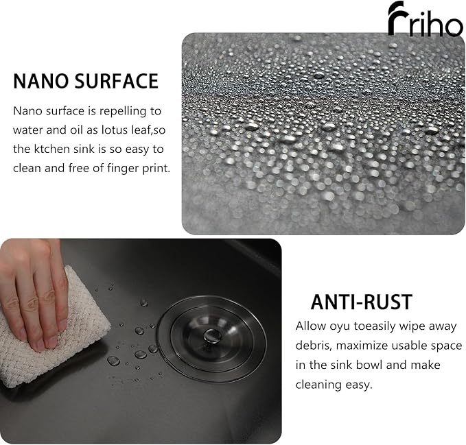 Friho 28x18 Inch Black Drop In Kitchen Sink, Stainless Steel Square RV Laundry Utility Sink, 28 Inch Topmount Deep Single Bowl Kitchen Sink With Basket Strainer
