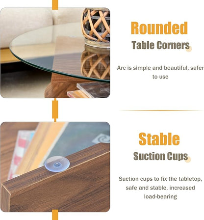 Round Coffee Tables, 31.5" Simple Glass Coffee Table with Tempered Glass Top and MDF Base, Diagonal Fan-Shaped Tray Design Table Leg Modern Center Table for Living Room Walnut