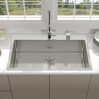 36 Drop In Kitchen Sink - Beslend 36x22 Inch Kitchen Sink Drop In Stainless Steel Sinks Topmount 16 Gauge 9" Deep Single Bowl Above Counter Sinks Dish Basin, Sink Only