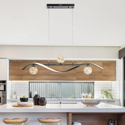 homary 40.2" Dimmable Kitchen Island Lighting, Black 4-Light Dining Room Light Fixture Over Table Linear LED Chandelier Island Lights for Kitchen