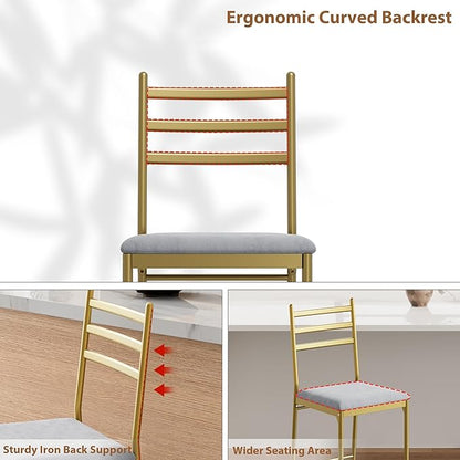 Garvee Bar Stools Set of 2, Counter Height Bar Chairs with Back and Thick Cushion, Upholstered Dining Chairs with Padded Seat, Barstools for Kitchen Island, Bar, Dining Room, Retro Gold
