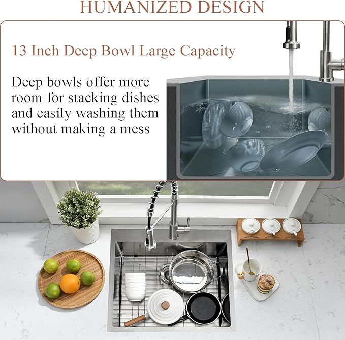 25 Inch Drop In Laundry Sink with Faucet Combo-Bokaiya 25"x22"x13" Stainless Steel Laundry Utility Room Sink 16 Gauge Deep Single Bowl Drop In Kitchen Sink