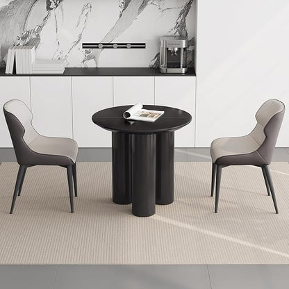 Miuuod 29.92" Black Round Dining Table with Three Stable Legs, Single Side Table for Living Room,Space Saving Coffee Table for 1-4 People，Kitchen Table,