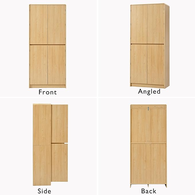Amposei 72’’ Tall Kitchen Pantry Cabinet with Drawer & Adjustable Shelves, Modern Cupboard Storage Cabinet for Living Utility Room, Natural