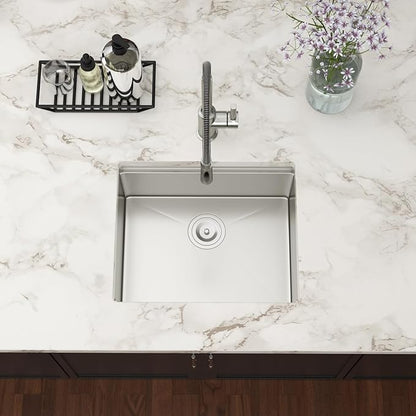 23 inch Undermount Kitchen Sink Workstation - Couoko 23x19 Undermount Bar Sink Ledge 16 Gauge 304 Stainless Steel Single Bowl Sink Deep Handmade RV Sink