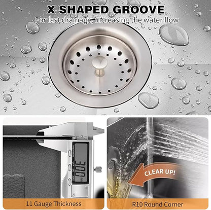 33"x19" Kitchen Sink Workstation - 50/50 Double Bowl Stainless Steel Undermount Kitchen Sink Built-in Ledge Drop In Workstation Sink For Placing/Sliding Accessories-Cutting Board,Drying Rack