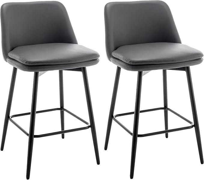 Modern Dining Chairs,Set of 2,Sturdy and Stylish,Simple Natural Design,Swivel Bar Stools with Back,Versatile Use in Kitchen Island Pub,Applicable to Front Porch,Garden,Patio,Reception Room,Darkgrey-P