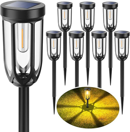 Barleit Solar Lights Outdoor 8 Pack, Solar Pathway Lights, Solar Lights Outdoor Waterproof IP65, Bright Auto On/Off Driveway Patio Light, Solar Garden Lights Landscape Lighting for Walkway Lawn Yard