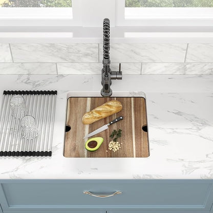Sarlai 18 Black Kitchen Sink Granite Composite - 18 x 18 inch Bar Prep Workstation Sink Black Granite Composite Quartz Undermount Single Bowl Rectangular RV Camper Sinks Basin