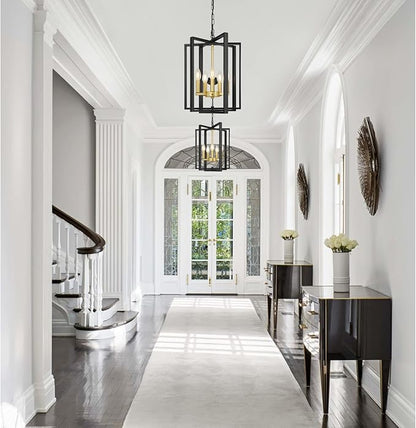 LynPon 12.4"" Black and Gold Chandelier, 5-Light Modern Chandelier for Foyer, Farmhouse Ceiling Light Fixtures Hanging Light for Dining Room, Kitchen, Living Room, Bedroom, Hallway, Stairway, Entryway