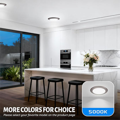 ECOELER 5/6 Inch Dimmable LED Disk Downlight, 16.5W, 1000Lm, 5000K Daylight, Low Profile Surface Mount Ceiling Light for Hallway, Office, Closet, ETL Listed, Bronze, 10 Pack