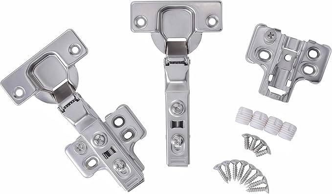 40 Pack 20 Pairs Soft Close Half Overlay Cabinet Hinges European Kitchen Heavy-Duty Frameless Adjustable Concealed 35mm Cup 3D Clip-On Two-Way Hinge Nickel Plated Finish