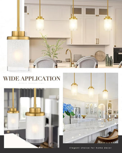 TENGXIN Modern Pendant Light for Kitchen Island, Brushed Gold Hanging Ceiling Light Fixture,Farmhouse Pendant Lighting for Dining Room Bedroom Bar Office,TXPLBG01