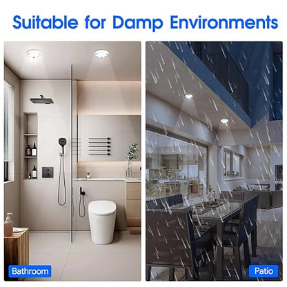 Energetic 4.7 Inch Motion Sensor Closet Ceiling Lights, LED Under Cabinet Lights Wired, Flush Mount Ceiling Lighting Fixtures for Bedroom, Kitchen, Hallway, Wet Location, 120V, 5000K, White, 2 Pack