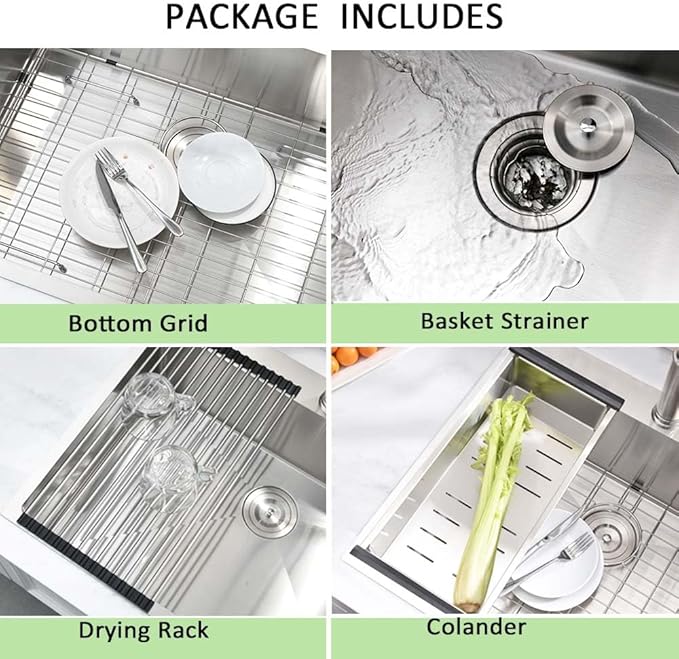 25 Inch Drop in Kitchen Sink-Wesliv 25x20 Stainless Steel Kitchen Sink Drop In Topmount 16 Gauge 10 Inch Deep Single Bowl Sinks with Dish Grid & Strainer