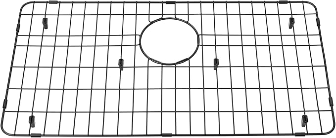 Kitchen Sink Grid and Sink Protectors, Stainless Steel Sink Grids for Bottom of Kitchen Sink, Black Color, 26" x 14" with Rear Drain for Single Sink Bowl