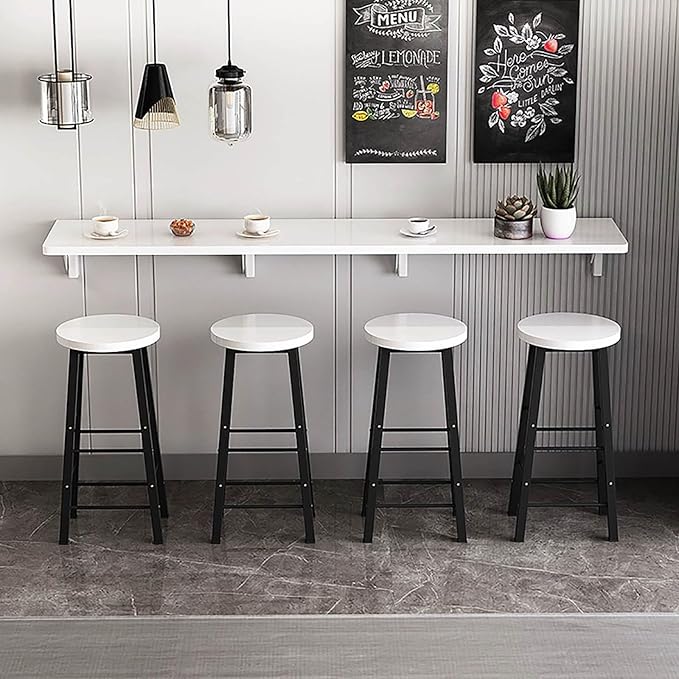 Hanging Home Narrow Long Table Wall Desk Fold Wall Table Wall Hanging Dining Table Kitchen Restaurant Home Bar Work Table Folding Table Bar Tables Workbench Easy to Install Space Saving(White,31.5x15.