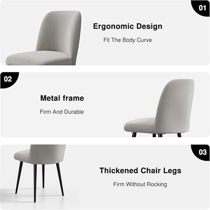 Casaphoria Dining Chairs Set of 2, Modern Fabric Kitchen Chairs with Grey Metal Legs, Comfortable Dining Room Side Chairs for Home, Living Room,Restaurant