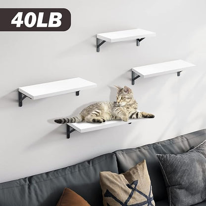 YGEOMER Floating Shelves for Wall, Different Sizes White Wall Shelves for Living Room, Bathroom, Bedroom, Kitchen, Home Decor (Set of 4)
